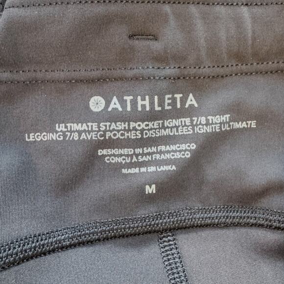 Athleta Ultimate Stash Pocket Ignite 7/8 Tight Legging, Black & Pink, Medium - Picture 8 of 10